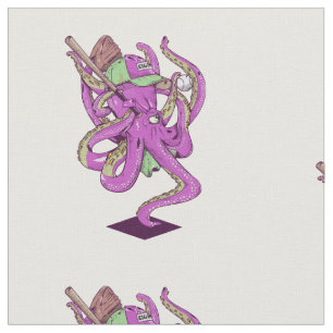 Funny Oktopus beim Baseball spielen Stoff