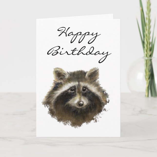 Funny, Old Age, Spaß, Birthday Raccoon Karte (Vorderseite)