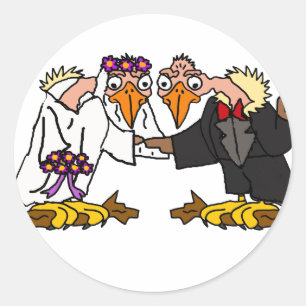 Funny Old Buzzard Hochzeit Cartoon Art Runder Aufkleber