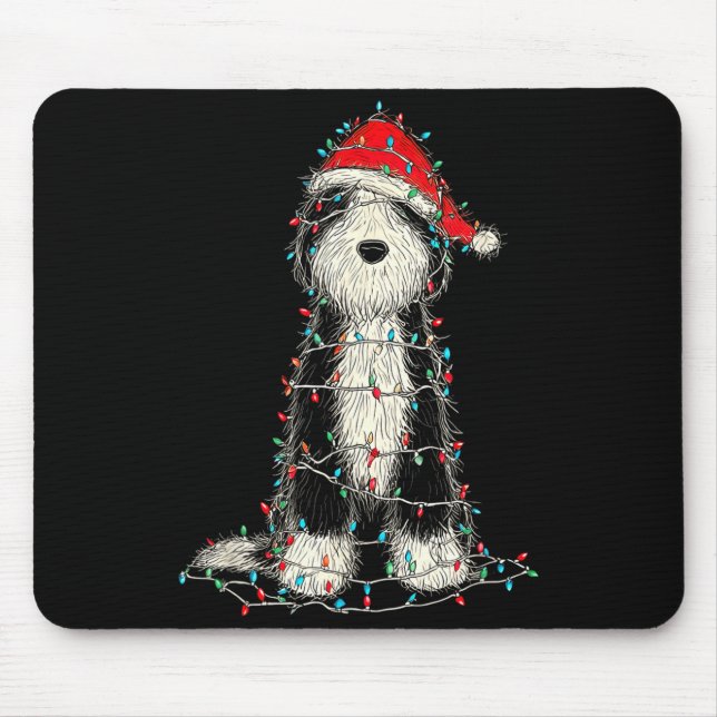 Funny Old English Sheepdog Christmas Graphics Dog  Mousepad (Vorne)