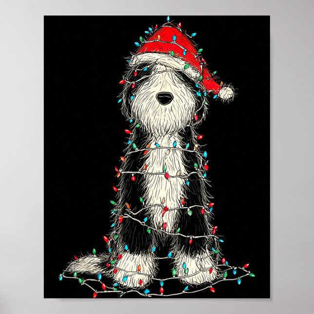 Funny Old English Sheepdog Christmas Graphics Dog  Poster (Vorne)