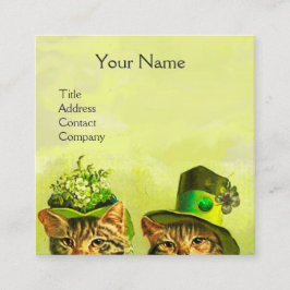 FUNNY OLD FASHION ST.PATRICK'S CATS, HERZMONOGRAM QUADRATISCHE VISITENKARTE