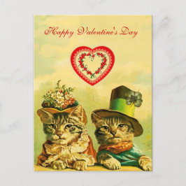 FUNNY OLD FASHION VALENTINE'S DAY CATCATS WITH HER FEIERTAGSPOSTKARTE