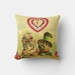 FUNNY OLD FASHION VALENTINSTAG CATS, Hearts, Rose Kissen