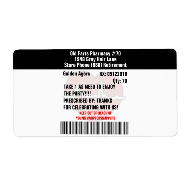Funny Old Furzen Party Verschreibung RX Flasche (Vorne)