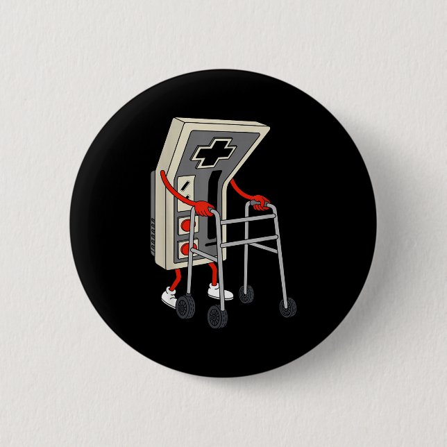 Funny Old Gamer Gaming Retro 80s 90s Video Game Ol Button (Vorderseite)