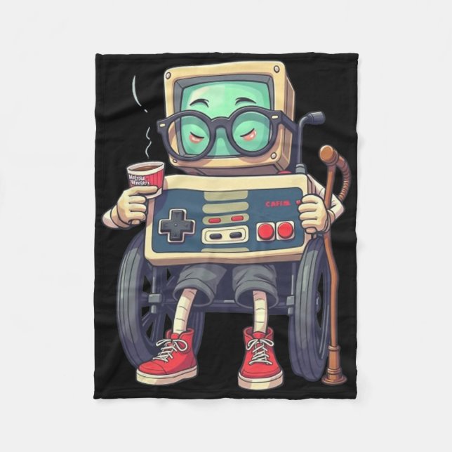 Funny Old Gamer Retro 80s 90s Video Game Controlle Fleecedecke (Vorderseite)