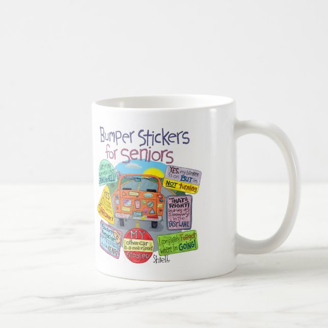 Funny Old Geezer Pension Geschenk - Autoaufkleber Kaffeetasse (Rechts)