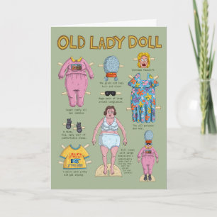 FUNNY Old Lady Paper Doll Karte