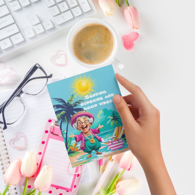 Funny Old Lady schickt Sonnenschein und gute Stimm Postkarte (Von Creator hochgeladen)