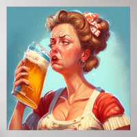 Funny Old Lady trinken ein Bier