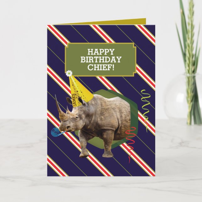 Funny Old Man Birthday Card mit Rhino Karte (Vorderseite)