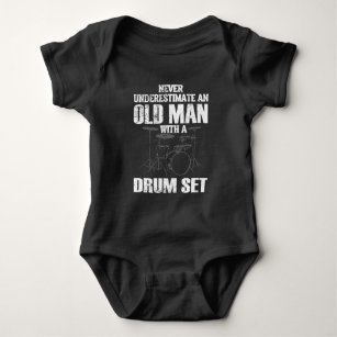  Funny Old Man Drum Set Drummer Men Drummerung Baby Strampler