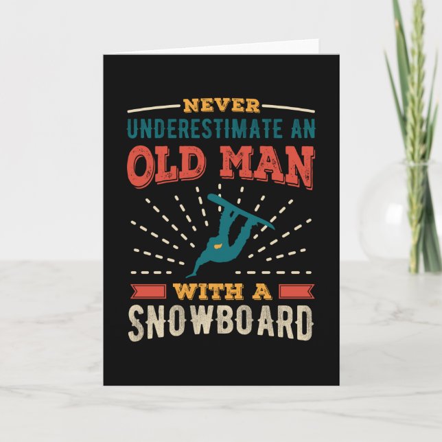 Funny Old Man mit Snowboard-Geschenk-Vater Karte (Vorderseite)