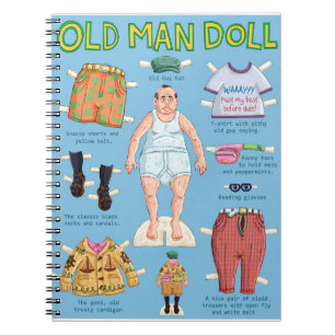 FUNNY Old MAN Paper Doll. Notizblock