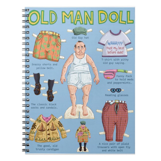 FUNNY Old MAN Paper Doll. Notizblock (Vorderseite)