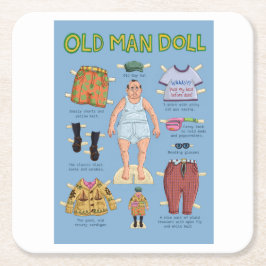 Funny Old Man Paper Doll Rechteckiger Pappuntersetzer