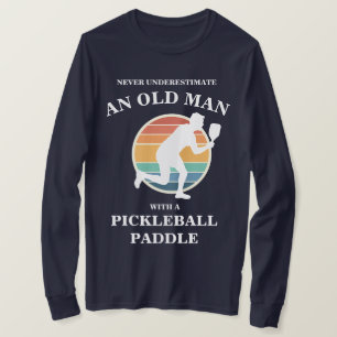 Funny Old Man Pickleball Paddle Player Retro T-Shirt