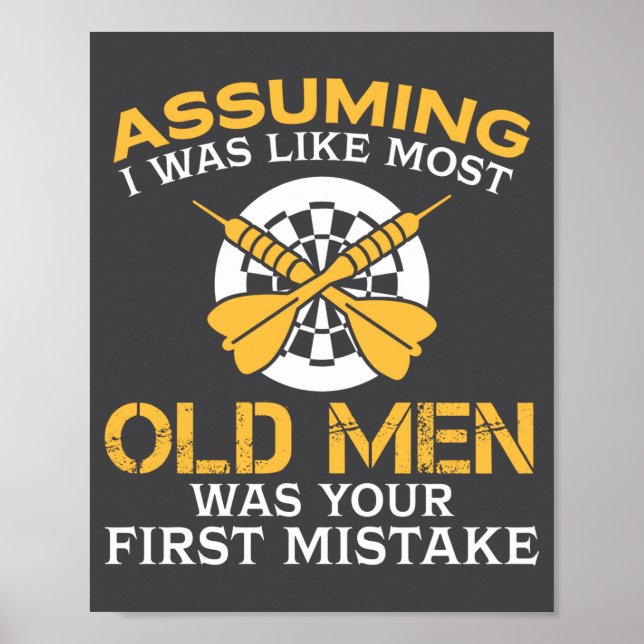 Funny Old Men Who Loves Darting  Poster (Vorne)