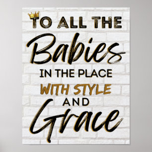 Funny Old School 90's Hip Hop Geburtstag/Baby Dusc Poster