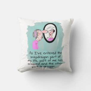 Funny Old Woman Looking Glass Pillow Kissen