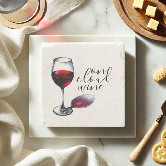 Funny on Cloud Wine Untersetzer (Funny wine lovers gift coaster on cloud wine by Victoria Grigaliunas Do Tell A Belle)