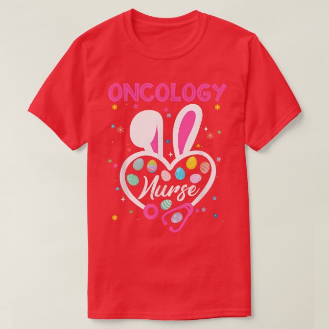 Funny Oncology Nurse Bunny Stethoscope Heaste T-Shirt (Design vorne)