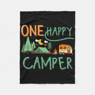 Funny One Happy Camper Sommerurlaub Matching Fa Fleecedecke