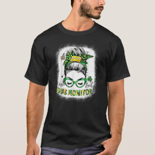 Funny One Lucky School Bus Monitor Messy Bun St Pa T-Shirt