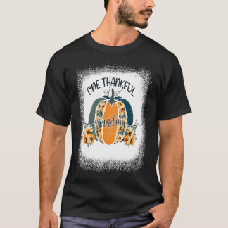 Funny One Thankful Grandma Flower Pumpkin Fall Aut T-Shirt