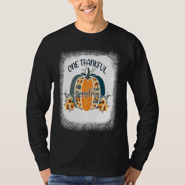 Funny One Thankful Grandma Flower Pumpkin Fall Aut T-Shirt (Vorderseite)