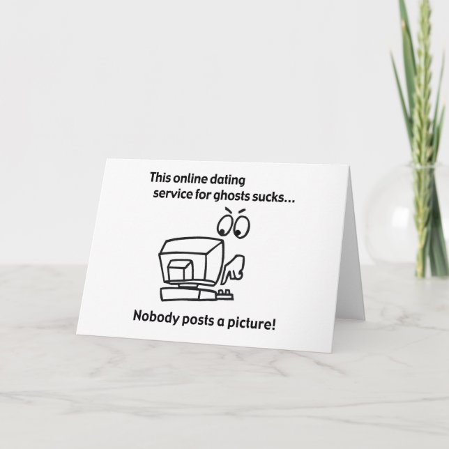 Funny Online Verabreden Ghost Halloween Karte (Vorderseite)