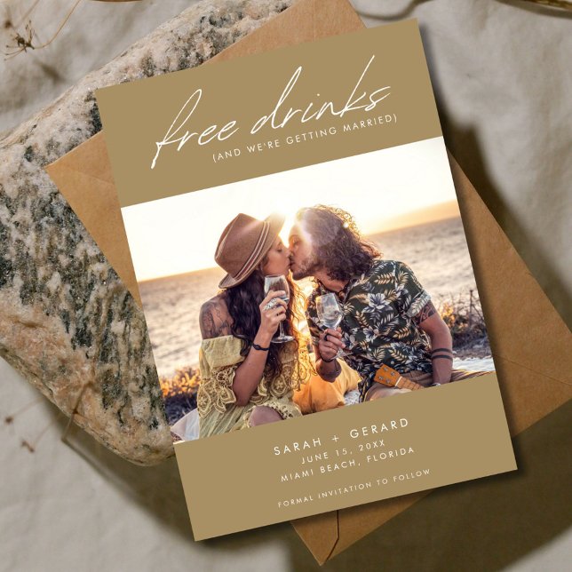 Funny Open Bar Foto Wedding Save The Date (Funny Open Bar Photo Wedding Save The Date)