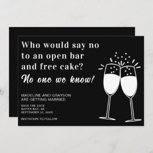 Funny Open Bar Free Cake Hochzeit speichern das Da Save The Date