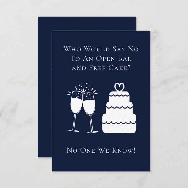 Funny Open Bar Free Cake Hochzeit speichern das Da Save The Date (Vorne/Hinten)