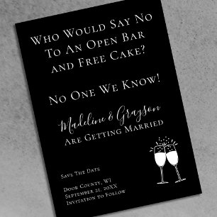Funny Open Bar Free Cake Hochzeit speichern das Da Save The Date