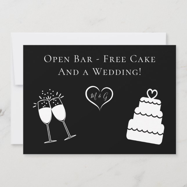 Funny Open Bar Free Cake und Hochzeit Save the Dat Date (Vorderseite)
