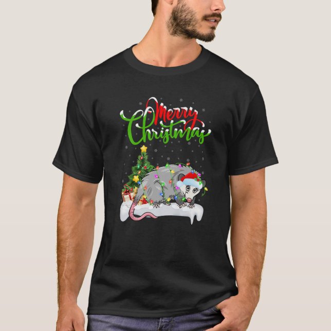 Funny Opossum Animal Lover Xmas Licht Opossum C T-Shirt (Vorderseite)