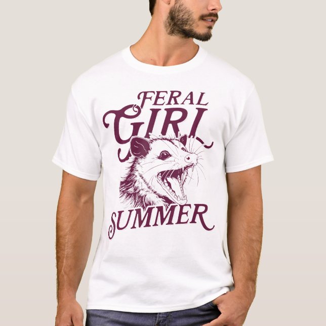 Funny Opossum Feral Girl Summer T - Shirt (Vorderseite)
