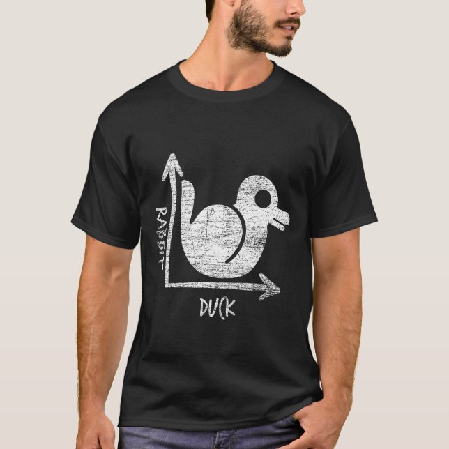 Funny Optical Illusion Gift Idee Duck oder Kaninch T-Shirt (Vorderseite)
