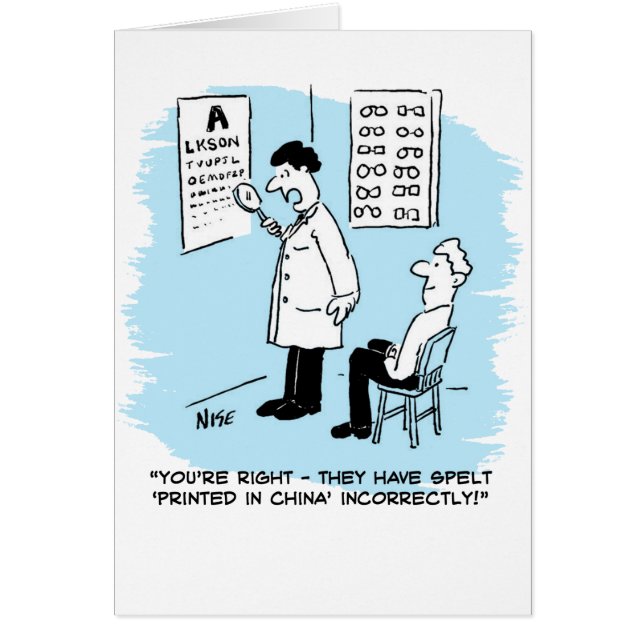 Funny Optician Gving einen Augentest für den Patie (Vorne)