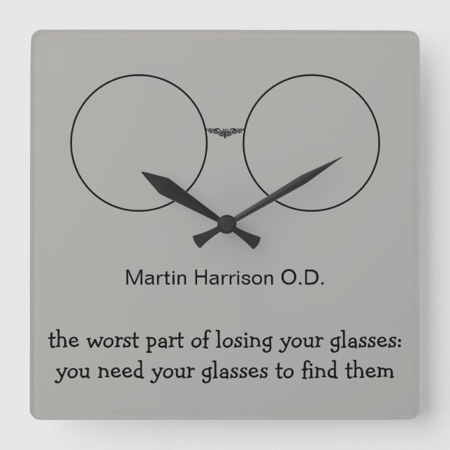 Funny Optometrist Bürowall Quadratische Wanduhr (Vorderseite)