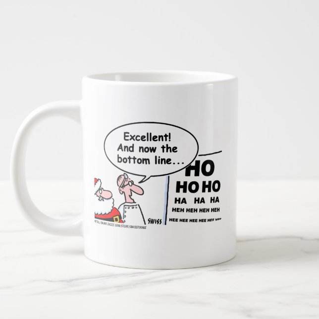 Funny Optometrist Weihnachten Cartoon Kunst Jumbo-Tasse (Links)