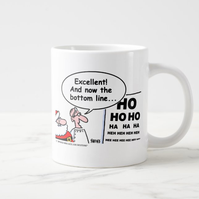 Funny Optometrist Weihnachten Weihnachtsmann Carto Jumbo-Tasse (Rechts)