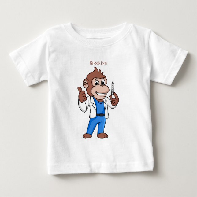 Funny Orang-Utan Cartoon Arzt Baby T-shirt (Vorderseite)