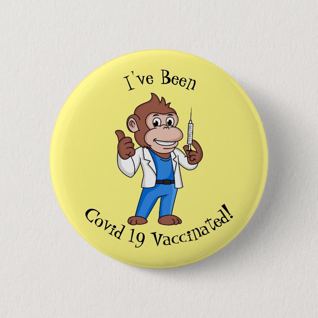 Funny Orang-Utan Cartoon Arzt Button (Vorderseite)