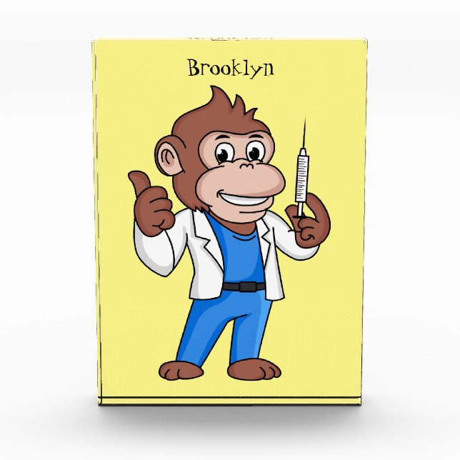 Funny Orang-Utan Cartoon Arzt Fotoblock (Vorderseite)