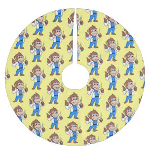 Funny Orang-Utan Cartoon Arzt Polyester Weihnachtsbaumdecke