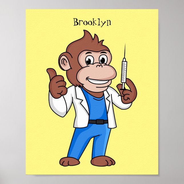 Funny Orang-Utan Cartoon Arzt Poster (Vorne)