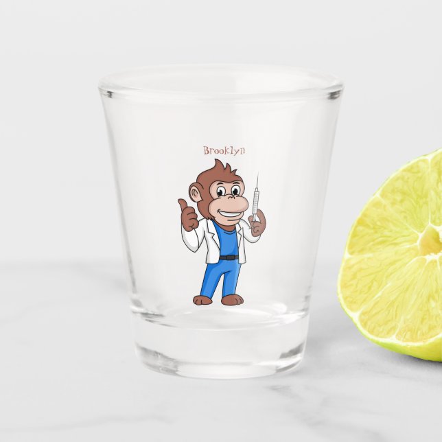 Funny Orang-Utan Cartoon Arzt Schnapsglas (Vorderseite)